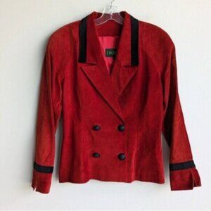 Vintage Danier Leather Blazer Jacket - Red & Black